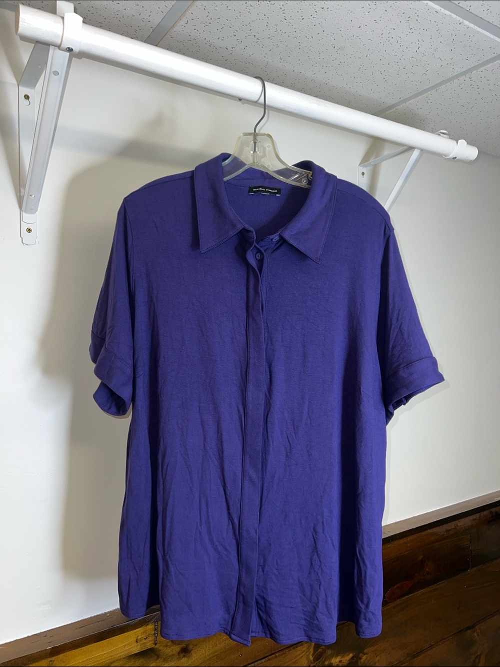 Universal‎ Standard Purple Short-Sleeve Collared Button-Down Shirt- XL